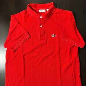 Lacoste Women's Polo Shirt Short Sleeve size 16 Red Pique Polo (WLAC16RED100)